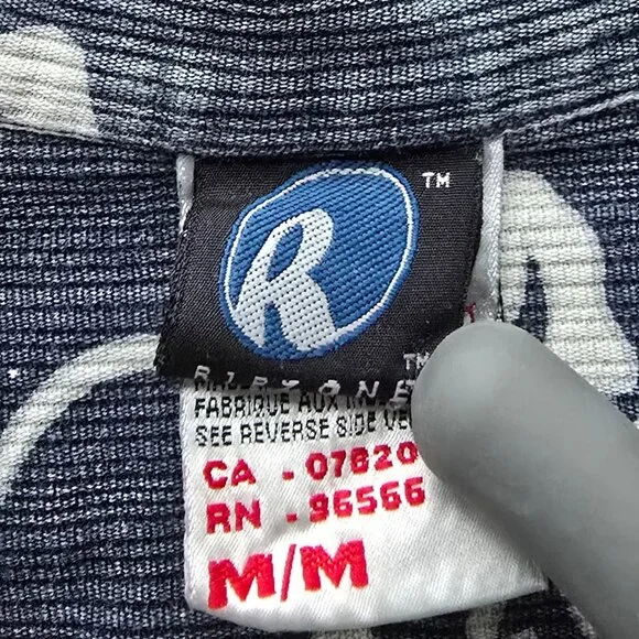 RIPZONE Blue with white flower pattern cotton button down short sleeve - Picture 6 of 8